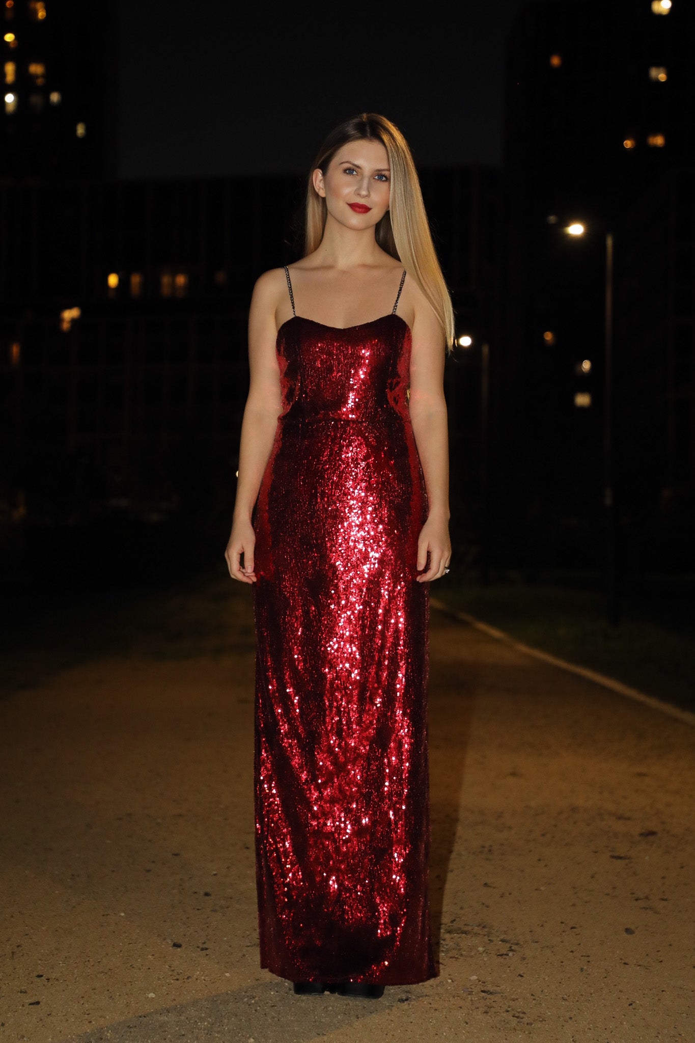 Wedding Guest Dress - Red Sequin Fraqair